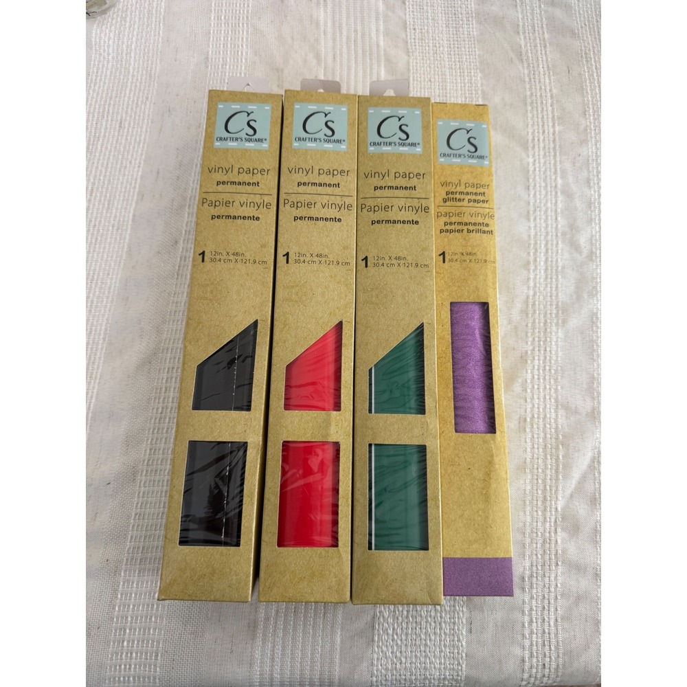 Crafter's Square Permanent Vinyl Paper 12x48in Black Red Green‎ Glitter Purple